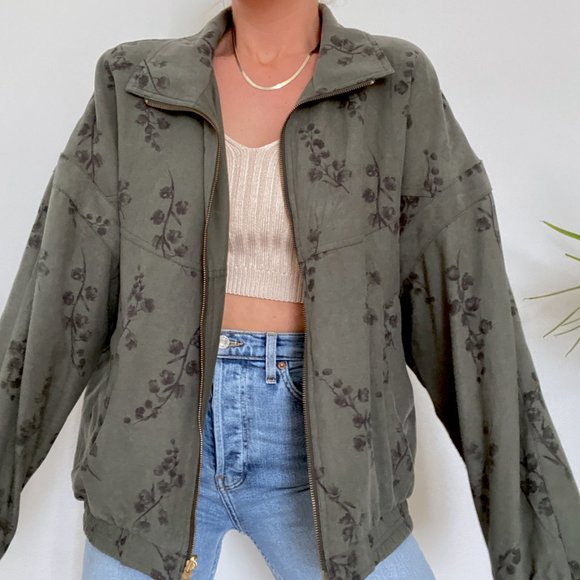 90s Deep Sage Botanical Oversized Coat - Picture 6 of 9